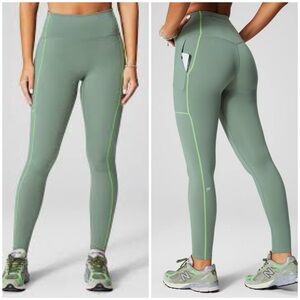 Fabletics Sage Green High-Rise Pocket Leggings